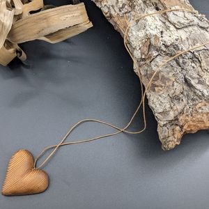 Wooden Necklace To the World heart Wood jewelry love